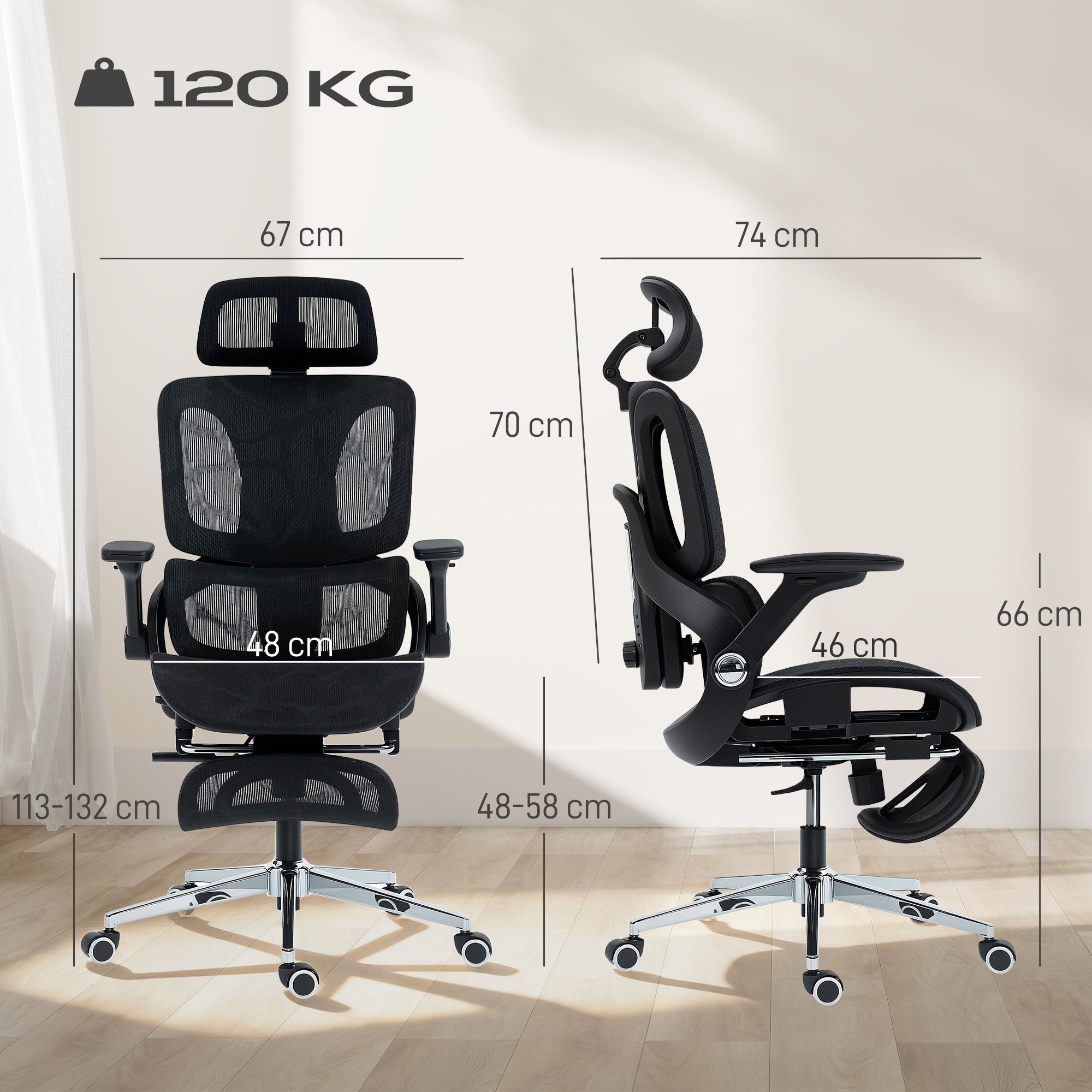 HOMCOM Ergonomic Office Chair, High Back Mesh Desk Chair, Black - anydaydirect