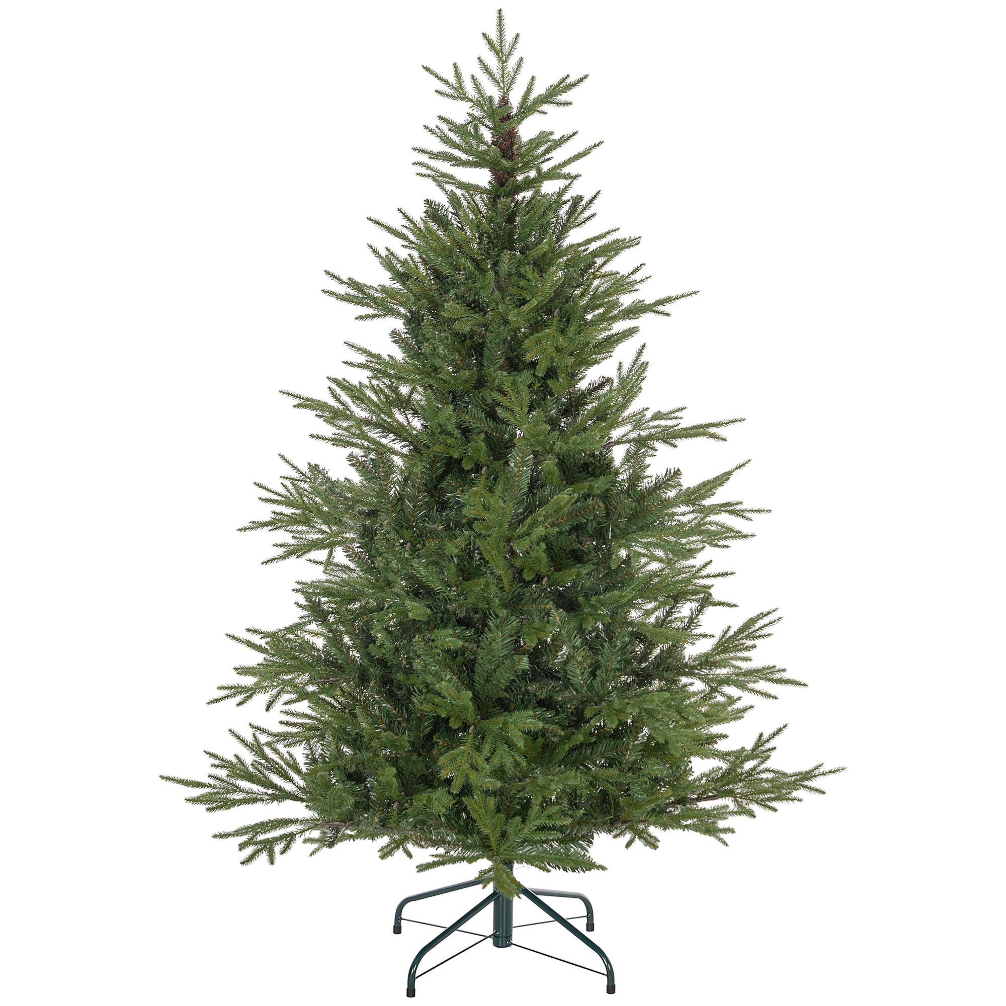 HOMCOM 5ft Artificial Christmas Tree with 1724 Tips, Metal Base, Realistic Hinged Xmas Tree, Easy to Assemble, Green - anydaydirect