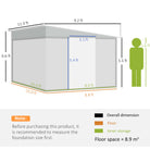 Outsunny Garden Metal Storage Shed Outdoor Metal Tool House with Double Sliding Doors and 2 Air Vents, 11.3x9.2ft, Green - anydaydirect