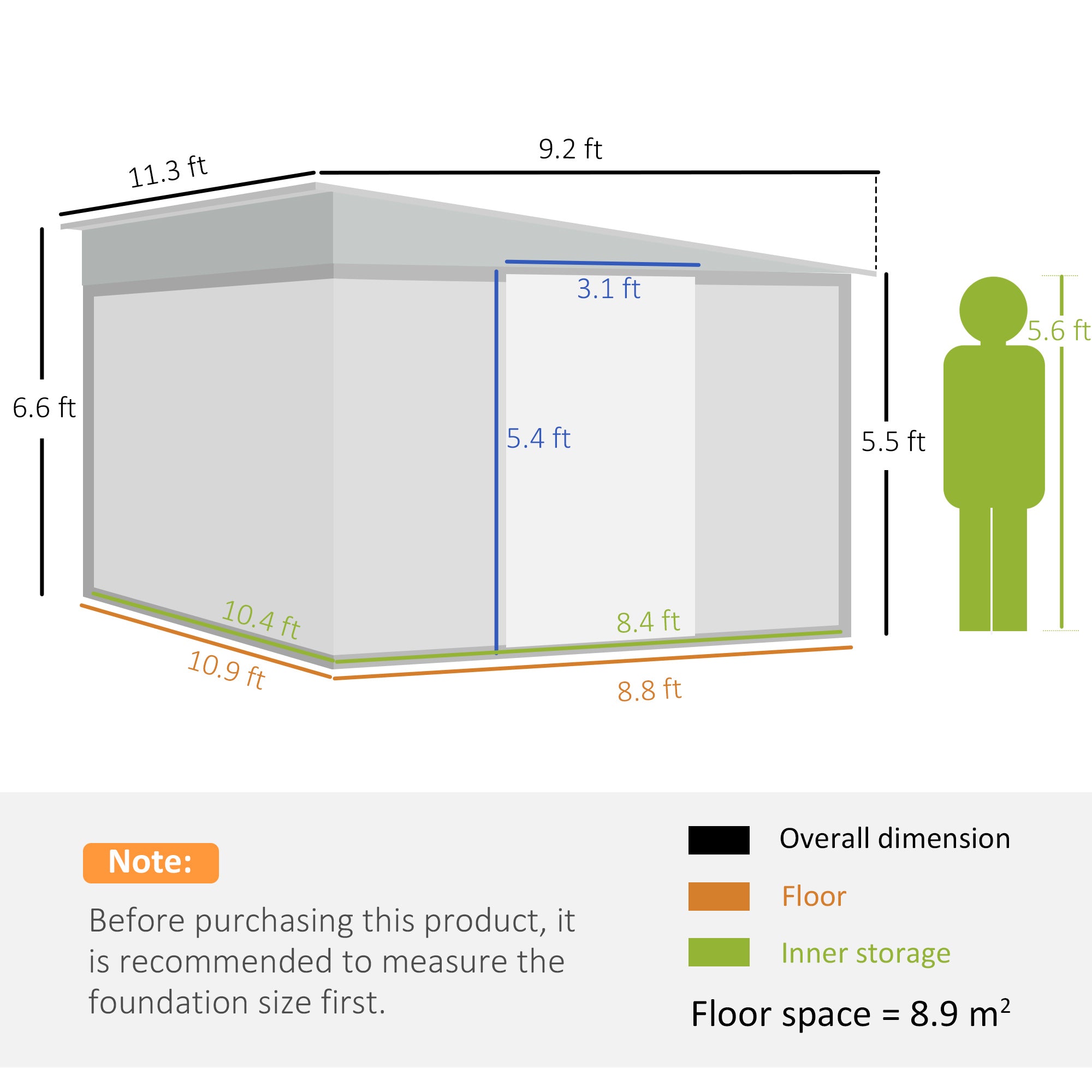 Outsunny Garden Metal Storage Shed Outdoor Metal Tool House with Double Sliding Doors and 2 Air Vents, 11.3x9.2ft, Green - anydaydirect