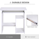 HOMCOM Compact Small Computer Table Wooden Desk Keyboard Tray Storage Shelf Modern Corner Table Home Office White - anydaydirect