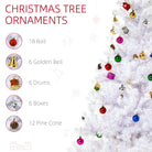 HOMCOM 4.9ft Artificial Christmas Tree Holiday Home Decoration with Xmas Ornaments and Metal Stand, White - anydaydirect