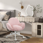 HOMCOM Makeup Vanity Chair, Cute Fluffy Desk Chair with Rolling Wheels for Bedroom Living Room, Pink - anydaydirect