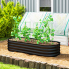 Outsunny Galvanised Raised Garden Bed, Metal Planter Box with Safety Edging, for Flowers, Herbs, Succulents, Black - anydaydirect