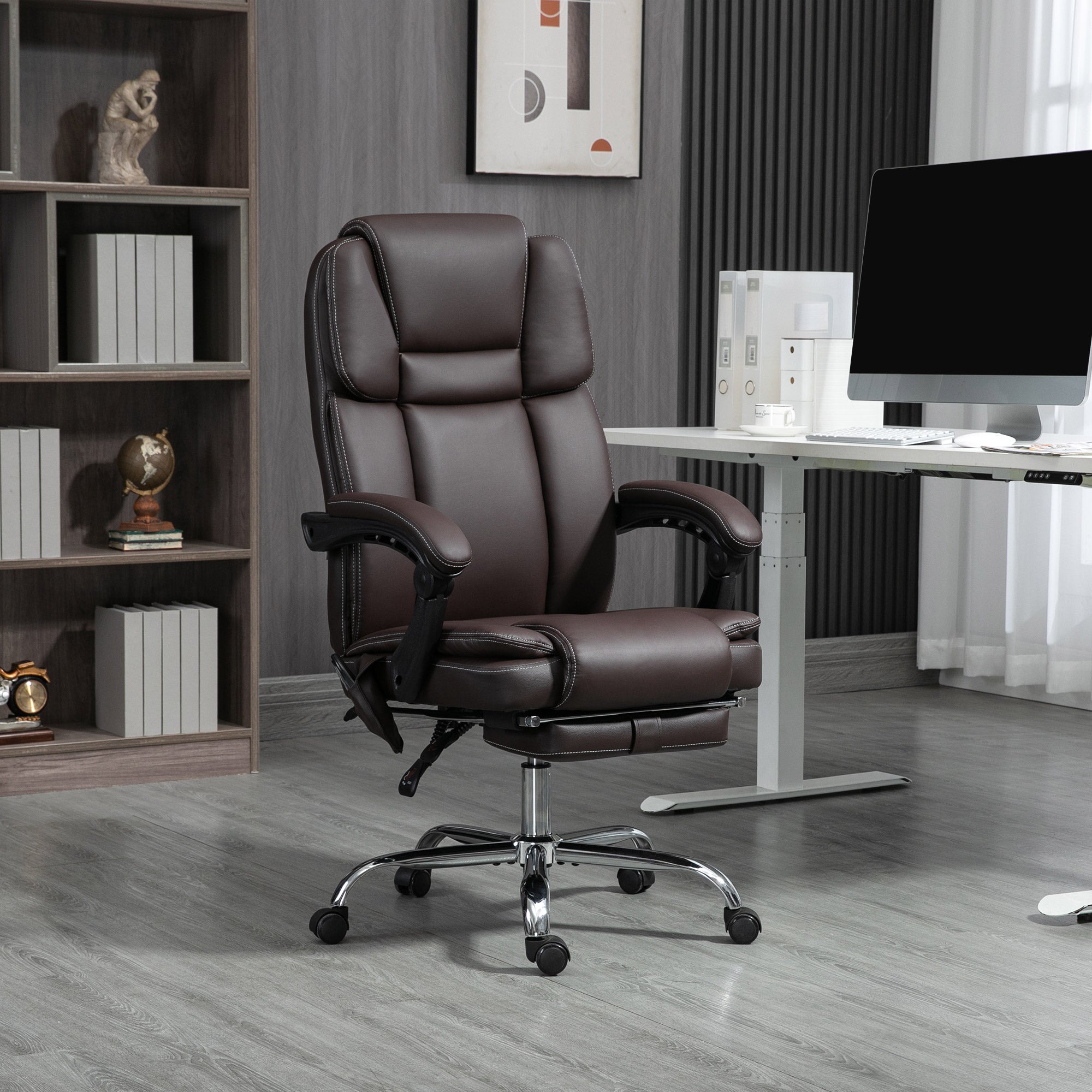 Vinsetto Six Point Vibrating Massage Office Chair - Dark Brown - anydaydirect