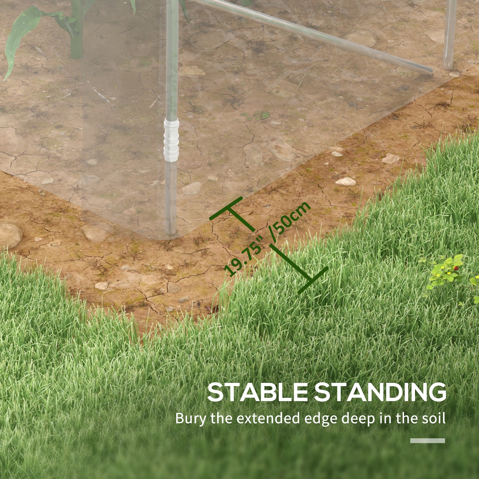 Outsunny Polytunnel Greenhouse Walk-in Grow House with PE Cover, Door and Galvanised Steel Frame, 3 x 2 x 2m, Clear - anydaydirect