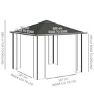 Outsunny 3(m) x 3(m)  Double Roof Outdoor Garden Gazebo Canopy Shelter with Netting, Solid Steel Frame, Light Grey - anydaydirect