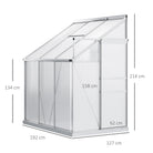 Outsunny 6 x 4ft Lean to Wall Polycarbonate Greenhouse Aluminium Walk-in Garden Greenhouse with Adjustable Roof Vent, Rain Gutter and Sliding Door, Clear - anydaydirect