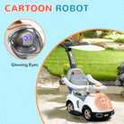 AIYAPLAY 3 in 1 Ride on Push Car, Cartoon Robot Theme Foot to Floor Slider w/ Handle Light Music Horn, Storage - White - anydaydirect
