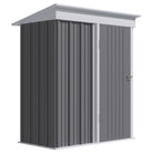 Outsunny Metal Garden Shed, Outdoor Lean-to Shed for Tool Motor Bike, with Adjustable Shelf, Lock, Gloves, 5'x3'x6', Grey - anydaydirect