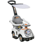 AIYAPLAY 3 in 1 Ride on Push Car, Cartoon Robot Theme Foot to Floor Slider w/ Handle Light Music Horn, Storage - White - anydaydirect