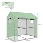 Outsunny Greenhouse, Walk-in Garden Grow House with Roll-up Door and Mesh Windows, 200 x 140 x 200cm, Green - anydaydirect