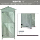 Outsunny Wooden Garden Cabinet 3-Tier Storage Shed 2 Shelves Lockable Organizer with Hooks Foot Pad 74 x 55 x 155cm Green - anydaydirect
