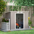 Outsunny Outdoor Garden Metal Equipment Tool Storage Shed w/ Foundation, Double Door, Vents and Sloped Roof, Grey - anydaydirect