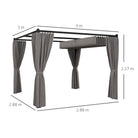 Outsunny 3 x 3m Moving Canopy Metal Pergola, with Curtains - Grey - anydaydirect