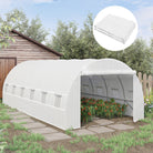 Outsunny Greenhouse Replacement Cover ONLY Winter Garden Plant PE Cover with Roll-up Windows Door, 6 x 3 x 2m White - anydaydirect
