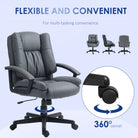 HOMCOM Office Chair, Computer Desk Chair, Mid Back Executive Chair with Adjustable Height and Swivel Rolling Wheels for Home Study, Dark Grey - anydaydirect