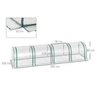 Outsunny Medium Greenhouse, Small Polytunnel Green House with Zipped Doors, Steel Frame for Garden Backyard, 395 x 100 x 80cm, Clear - anydaydirect