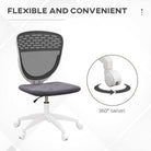 Vinsetto Armless Desk Chair, Mesh Office Chair, Height Adjustable with Swivel Wheels, Grey - anydaydirect