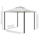 Outsunny 3 x 3 m Metal Gazebo, Garden Pavillion, Double Roof Outdoor Canopy Shelter with Mesh Sidewalls, Cream White - anydaydirect