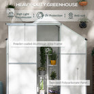Outsunny 6 x 2.5ft Polycarbonate Greenhouse Walk-In Green House with Rain Gutter, Sliding Door, Window, Foundation, Silver - anydaydirect