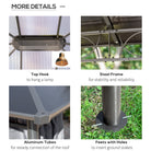 Outsunny 3 x 3.6m Hardtop Gazebo Canopy with Polycarbonate Roof, Permanent Pavilion Garden Gazebo with Curtains for Patio, Deck, Grey - anydaydirect