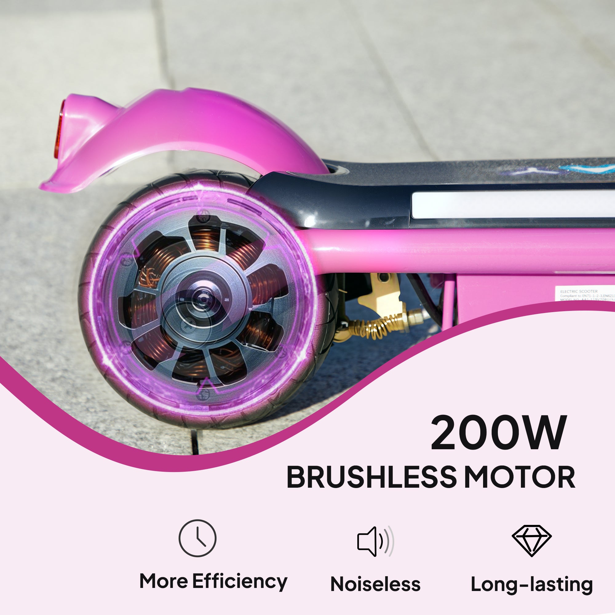 AIYAPLAY Electric Scooter for Kids Ages 6-14, with Dual Brakes, Flash Wheel and Colourful Light, Kids Electric Scooter E Scooter, Up to 12 KM/H & 10 KM, Purple - anydaydirect