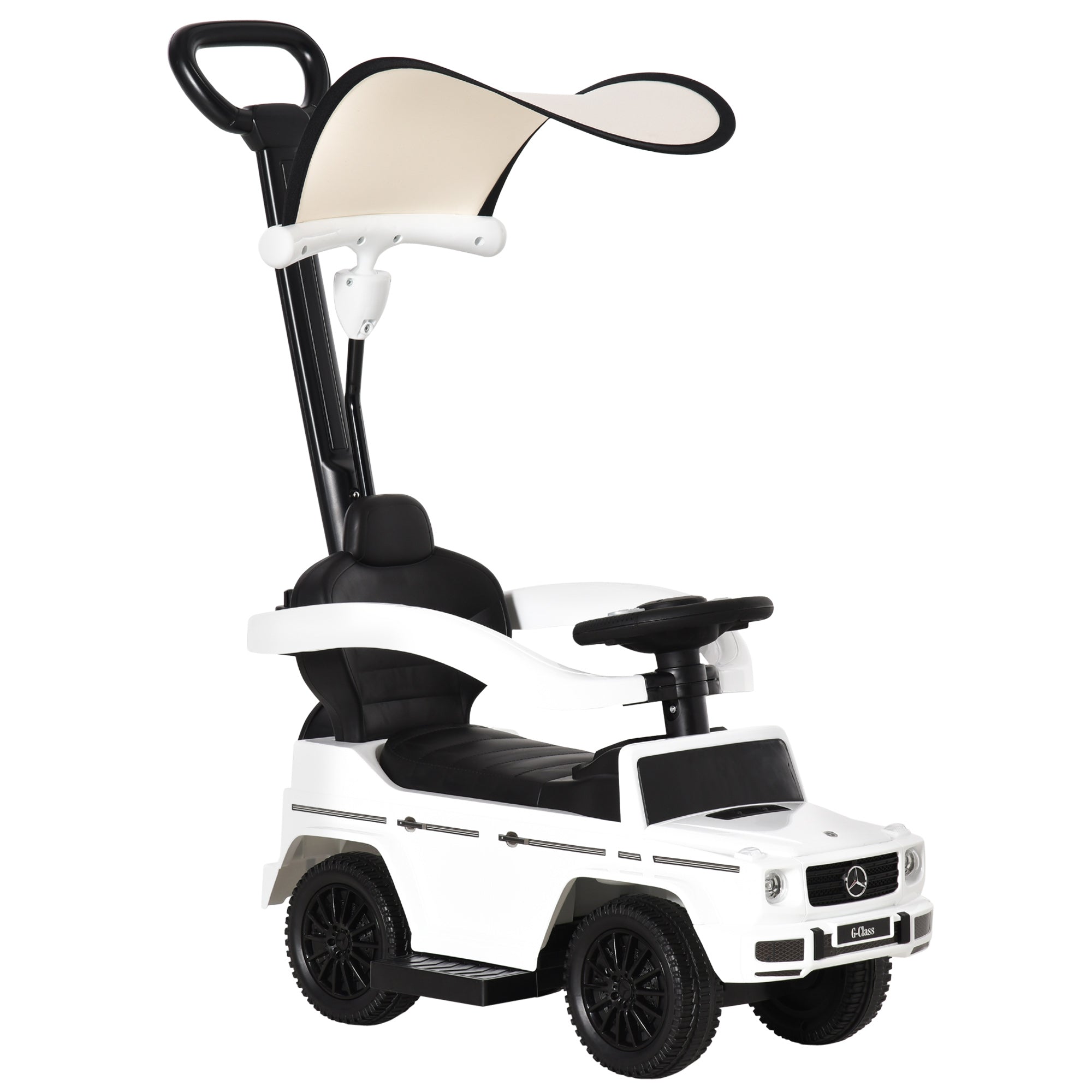 HOMCOM Mercedes-Benz G350 Ride-On Push Along Car Sliding Walker Foot to Floor Slider Stroller Toddler Vehicle with Wheel White - anydaydirect