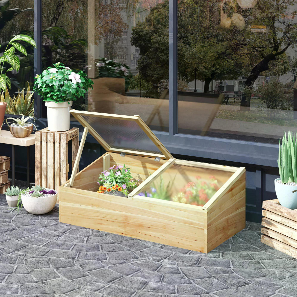 Outsunny Sustainable Polycarbonate Cold Frame - 100x50x36cm – anydaydirect