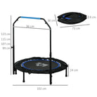 HOMCOM 40" Foldable Mini Fitness Trampoline, with Adjustable Foam Handle, Blue - anydaydirect