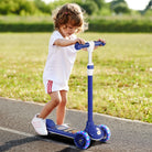 AIYAPLAY Kids 3 Wheel Scooter for 2-6 Years Old w/ Adjustable Height, LED Light, TPE Handlebar, Blue - anydaydirect