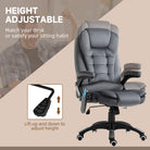 Vinsetto Massage Recliner Chair Heated Office Chair with Six Massage Points Velvet-Feel Fabric 360° Swivel Wheels Grey - anydaydirect