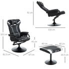 Vinsetto Reclining Chair and Stool Set, Recliner Chair with Headrest, Gaming Chair with Lumbar Support, Pedestal Base for Home Office, Grey - anydaydirect