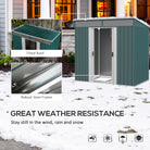 Outsunny 6.5 x 4FT Galvanised Metal Shed with Foundation, Lockable Tool Garden Shed with Double Sliding Doors and 2 Vents, Green - anydaydirect