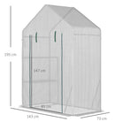 Outsunny Greenhouse for Outdoor, Portable Gardening Plant Grow House with 2 Tier Shelf, Roll-Up Zippered Door, PE Cover, 143 x 73 x 195cm, Green - anydaydirect