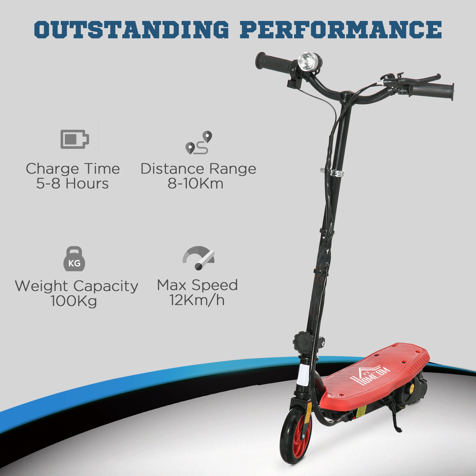 HOMCOM Electric Scooter for Kids 7-14, Foldable with LED Headlight, Durable & Safe, Vibrant Red - anydaydirect