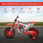 HOMCOM Kids' Electric Motorbike: 12V Ride-On with Training Wheels, Youthful Thrill for Ages 3-6, Red - anydaydirect