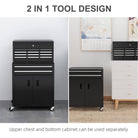 HOMCOM Portable Tool Box, Metal Tool Chest on Wheels with 6 Drawers for Garage and Workshop, Black - anydaydirect