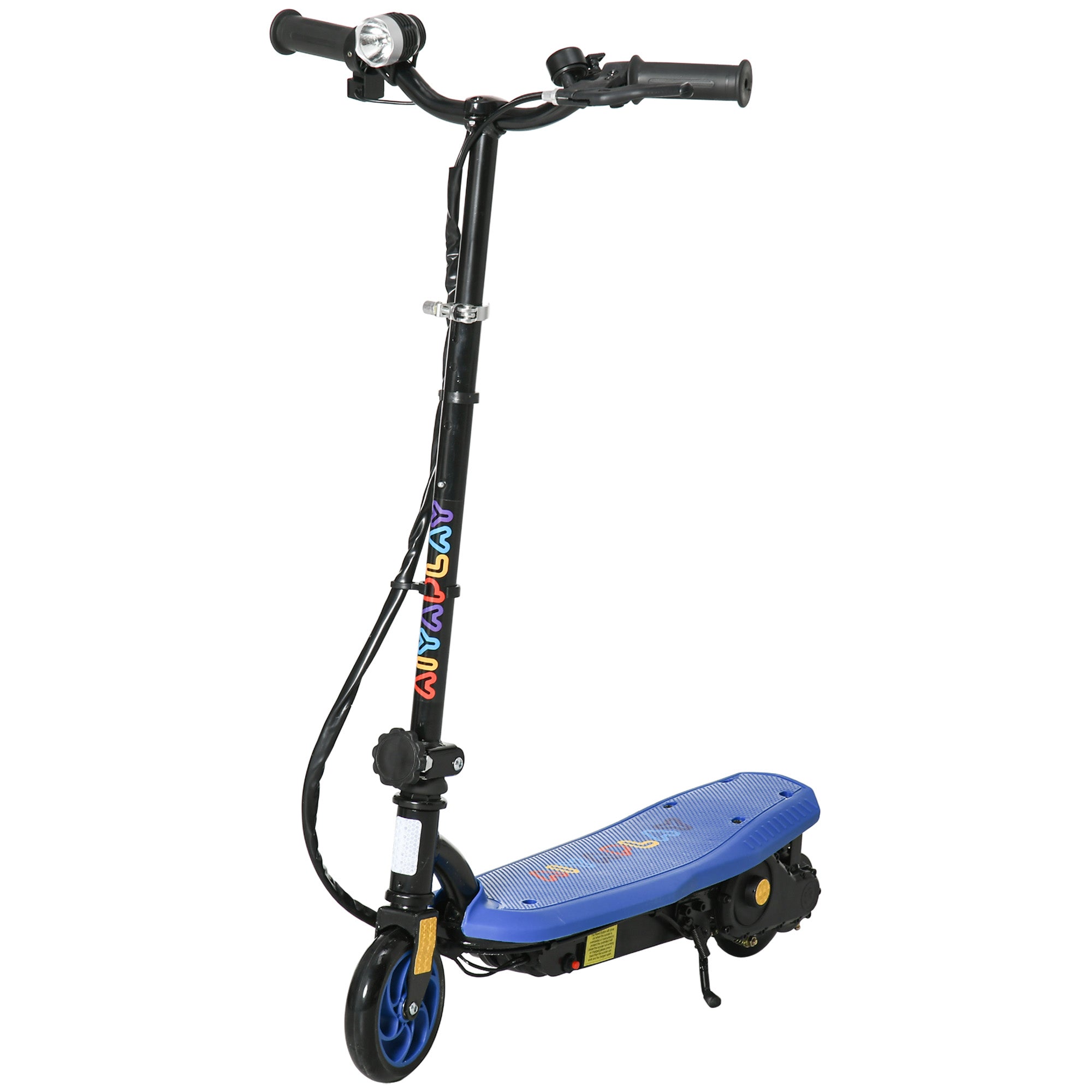 HOMCOM Foldable Electric Scooter, with LED Headlight, for Ages 7-14 Years - Blue - anydaydirect