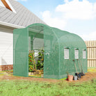 Outsunny 2 x 3 m Walk-in Polytunnel Greenhouse with Hinged Door and 6 Roll Up Mesh Windows, Garden Tunnel Warm House Tent, Green - anydaydirect