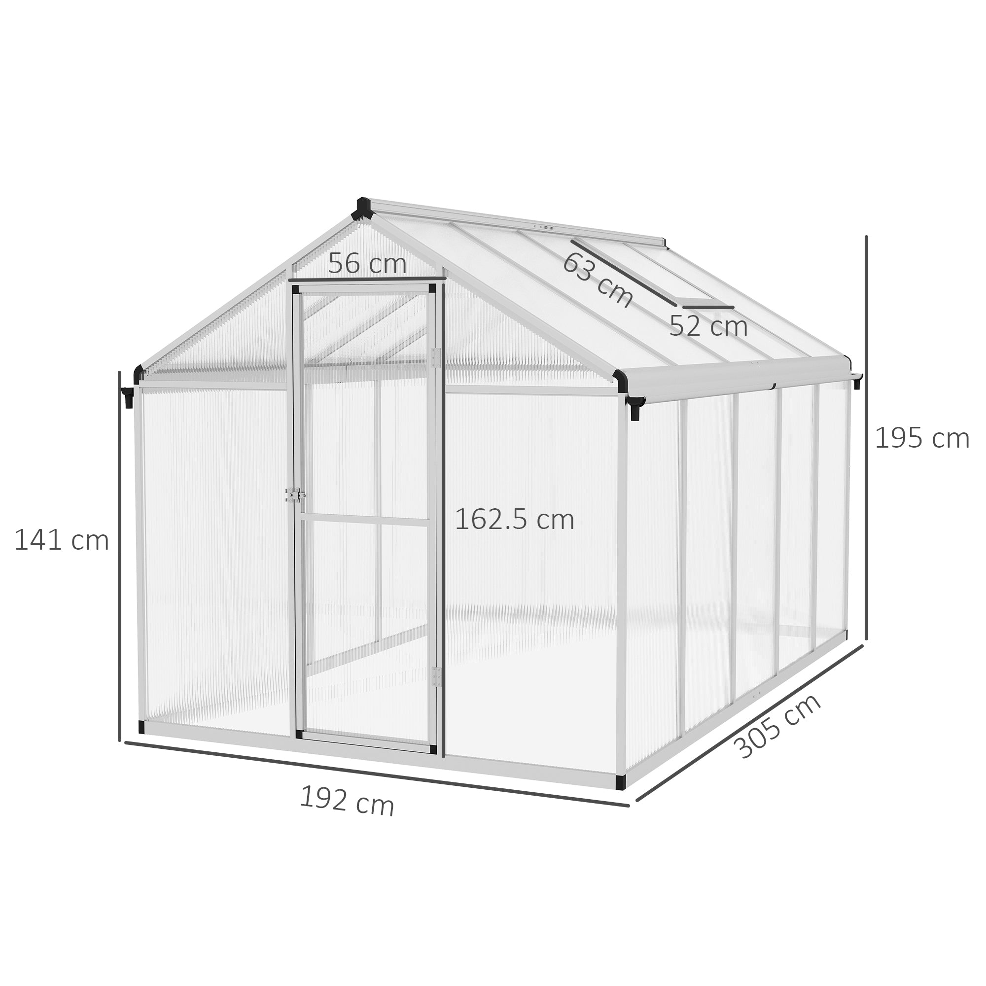 Outsunny 10 x 6ft Aluminium Frame Walk-In Greenhouse, with Foundation - anydaydirect