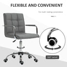Vinsetto PU Leather Home Office Desk Chair, Computer Chair with Mid Back, Arm, Swivel Wheels, Adjustable Height, Grey - anydaydirect