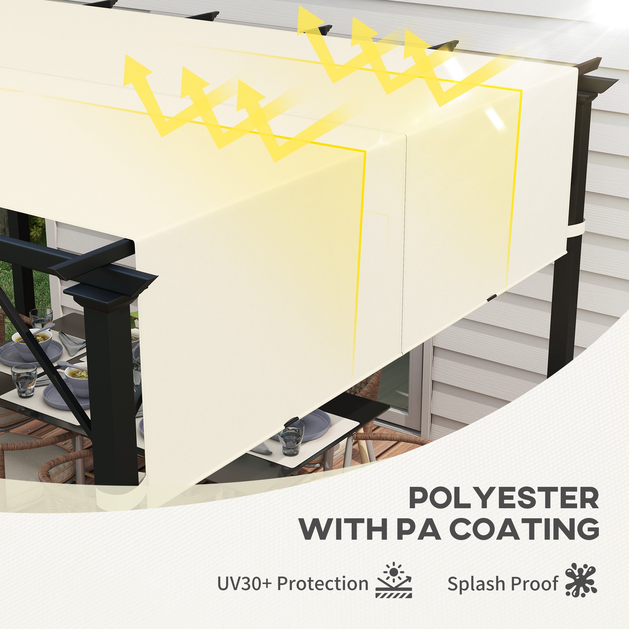 Outsunny 2 Pcs UV Protection Pergola Replacement Canopy, Pergola Shade Cover, Easy to Install, for 3 x 3(m) Pergola, Cream White - anydaydirect