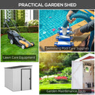 Outsunny 5 x 7FT Galvanised Metal Shed with Foundation, Lean to Tool Garden Shed with Sliding Doors and 2 Vents, White - anydaydirect