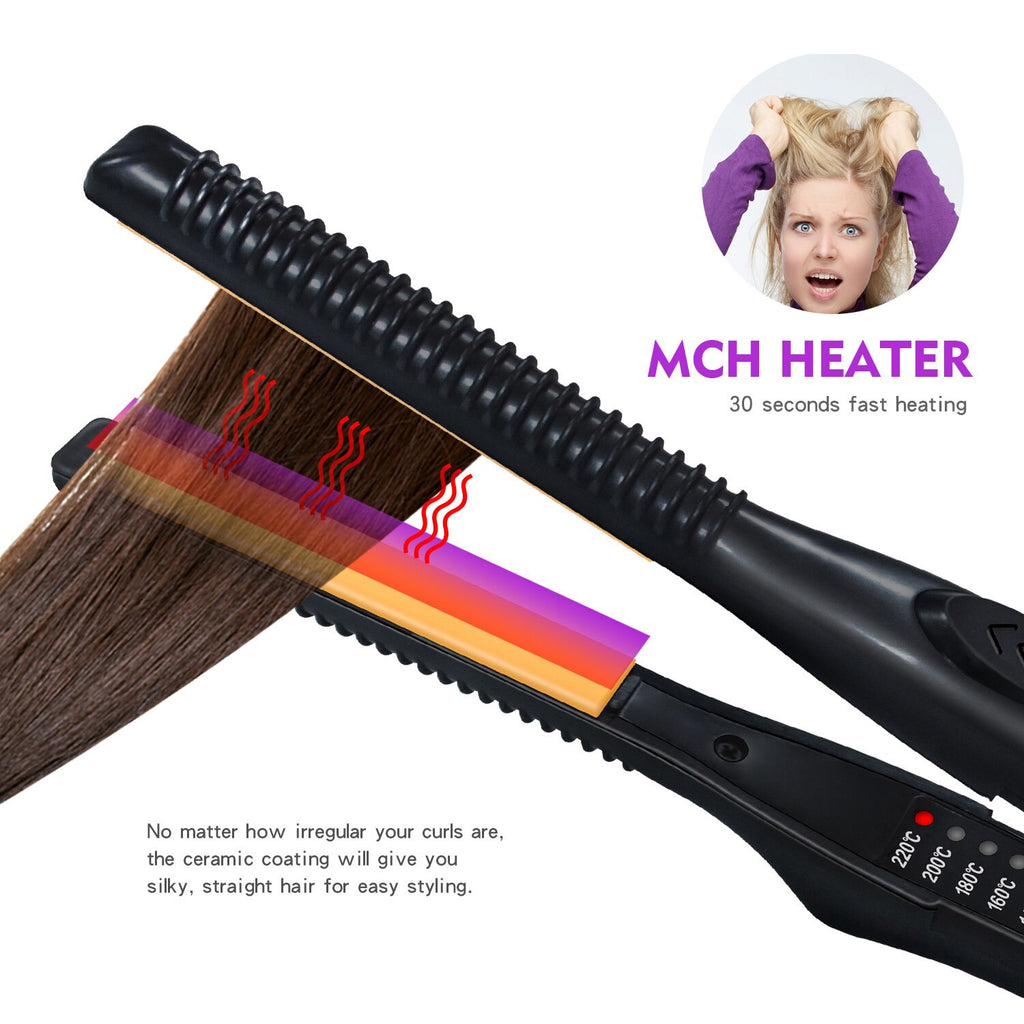 Anydaydirect Professional Mini Hair Straightener Flat Iron Floating Plate USB Hair Iron Straightener Cordless Curler Wireless Curling Iron - anydaydirect
