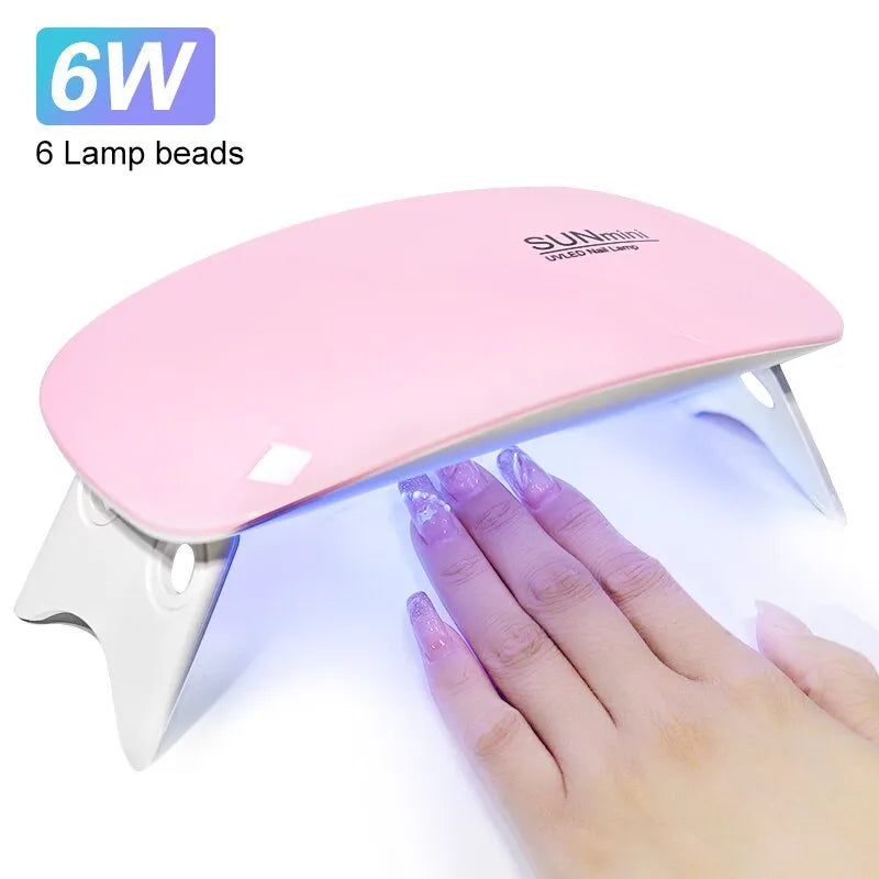 6W Mini Nail Dryer Machine Portable 6 LED UV Manicure Lamp Home Use Nail Lamp For Drying Polish Varnish With USB Cable - anydaydirect