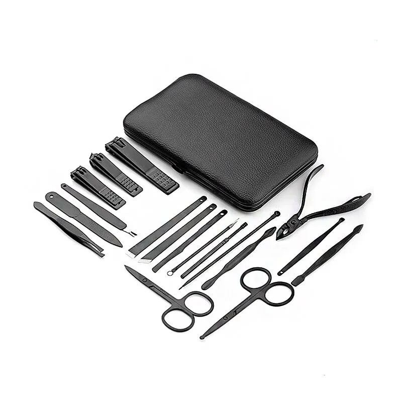 18 PCs Manicure Cutters Nail Clipper Set Household Stainless Steel Ear Spoon Nail Clippers Pedicure Nail Scissors Tool - anydaydirect