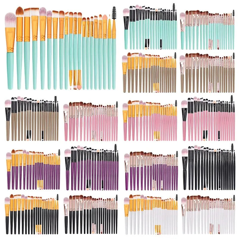 20 PCS Makeup Brush Set Eye Shadow Brush Set Foundation Brush Beauty Tools Super Soft Man-made Fibers Full Set - anydaydirect