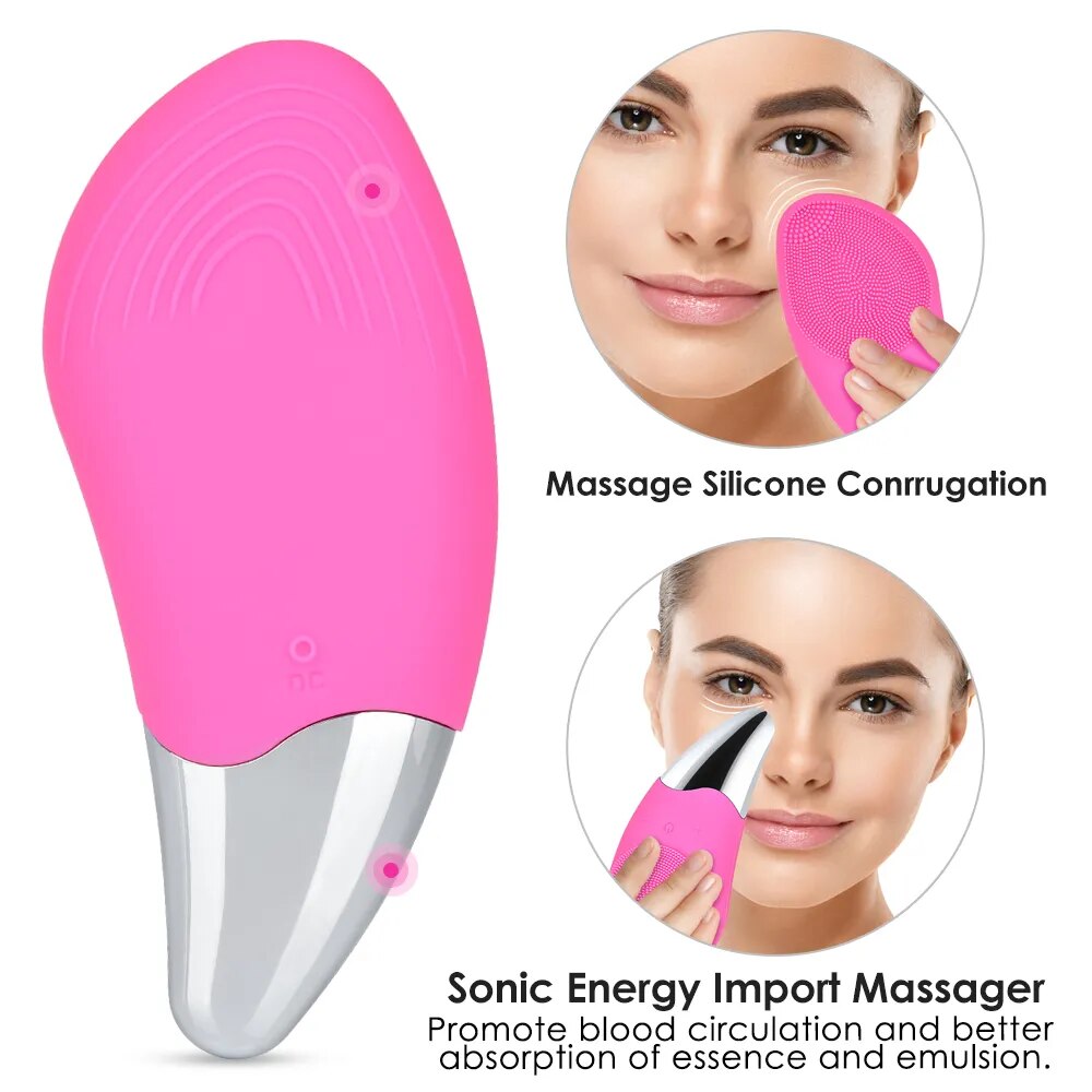 Electric Facial Cleansing Brush Massager Waterproof Silicone Sonic Face Massage Cleaner Deep Pore Face Cleansing Brush Device - anydaydirect