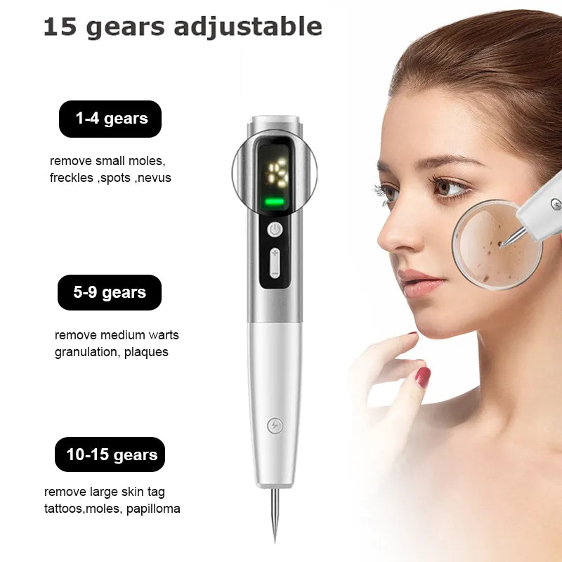 Skin Tag Remover 15 Level Laser Plasma Pen  Freckle Mole Warts Removal Lcd Nevus Tattoo Black Spots Remover Blemish Removal - anydaydirect
